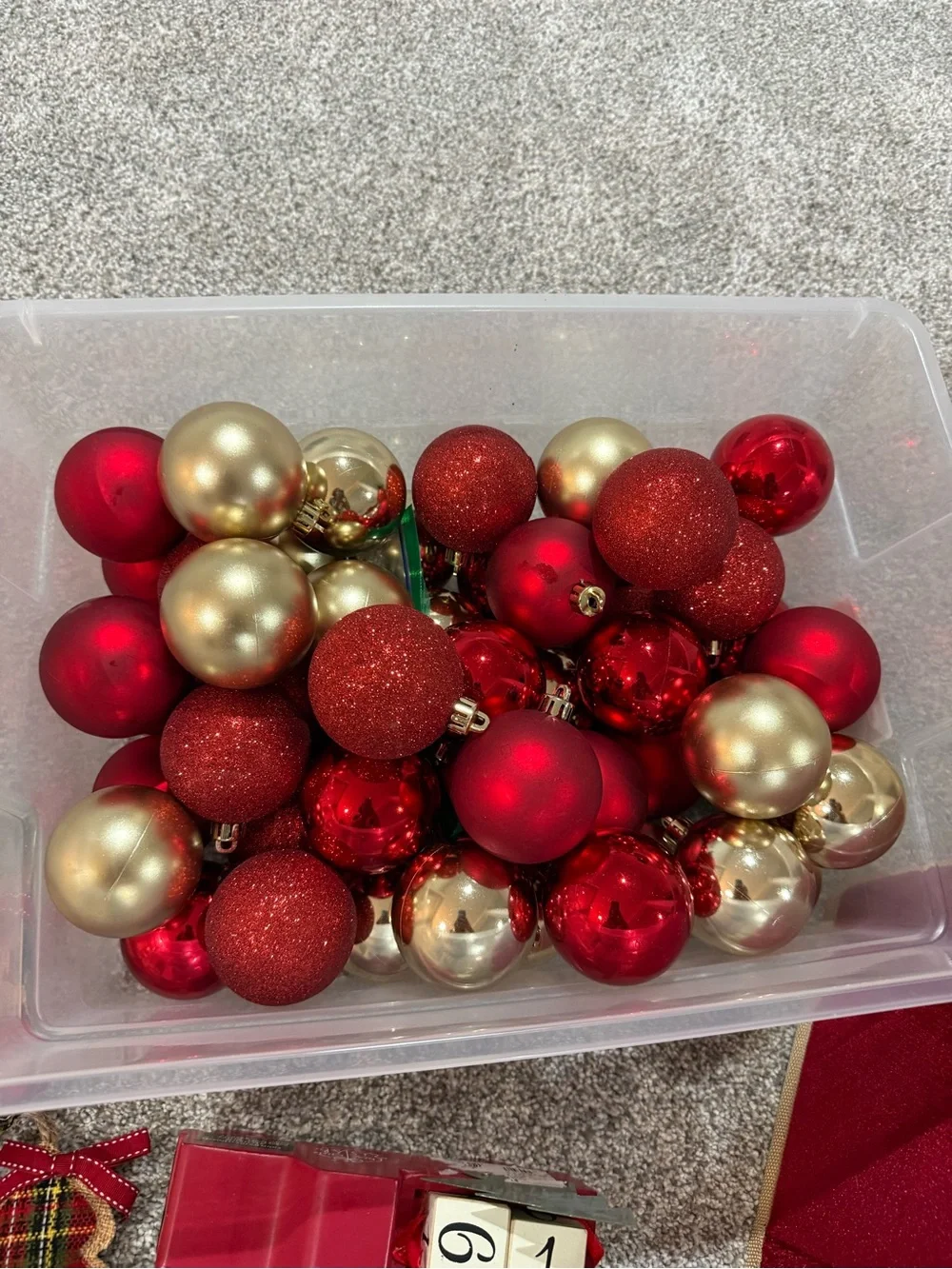 Unbranded Red Velvet Tree Collar with Matching Red & Gold Ornaments